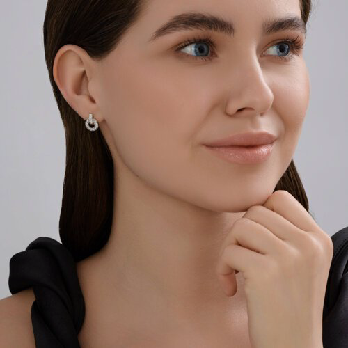 Пусеты Diamant 94-120-02241-1 вес 1.82 г серебро, фианит купить,NaN
