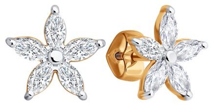 Пусеты SOKOLOV 0200625 вес 1.3 г золото, фианит купить,NaN