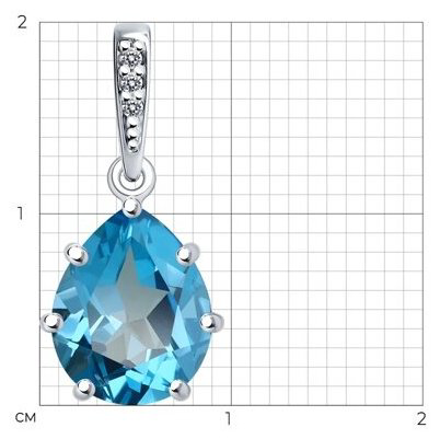 Подвеска Diamant 94-330-02059-1_s вес 1.15 г серебро, фианит, топаз купить,NaN