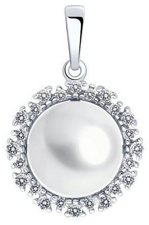 Подвеска Diamant 94-330-02678-1 вес 2.54 г серебро, жемчуг, фианит купить,NaN