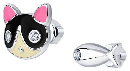 Пусеты Diamant 94-122-00375-1 вес 2.63 г серебро, фианит купить,NaN