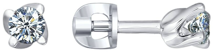 Пусеты SOKOLOV 94021469 вес 1.37 г серебро, фианит купить,NaN