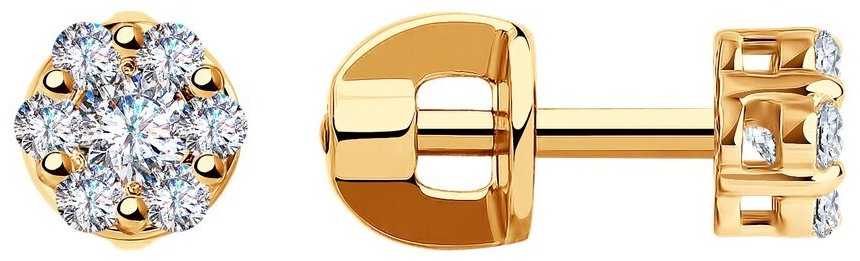 Пусеты SOKOLOV 025795 вес 1.55 г золото, фианит купить,NaN