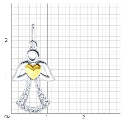 Подвеска Diamant 94-130-00134-1 вес 0.87 г серебро, фианит купить,NaN