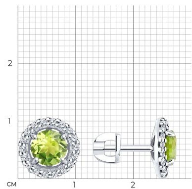 Пусеты SOKOLOV 92022791 вес 2.8 г серебро, хризолит купить,NaN