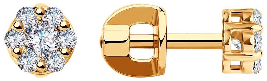 Пусеты SOKOLOV 025795 вес 1.57 г золото, фианит купить,NaN