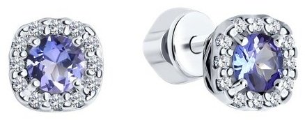 Пусеты SOKOLOV 92022801 вес 1.76 г серебро, танзанит купить,NaN