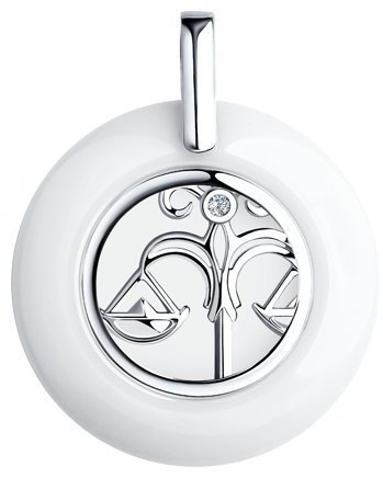 Подвеска Diamant 94-130-00576-1 вес 1.08 г серебро, фианит, керамика купить,NaN