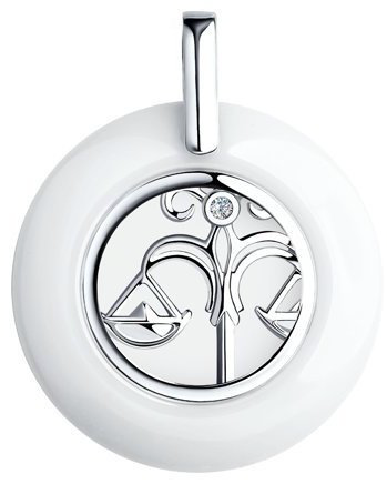 Подвеска Diamant 94-130-00576-1 вес 1.08 г серебро, фианит, керамика купить,NaN