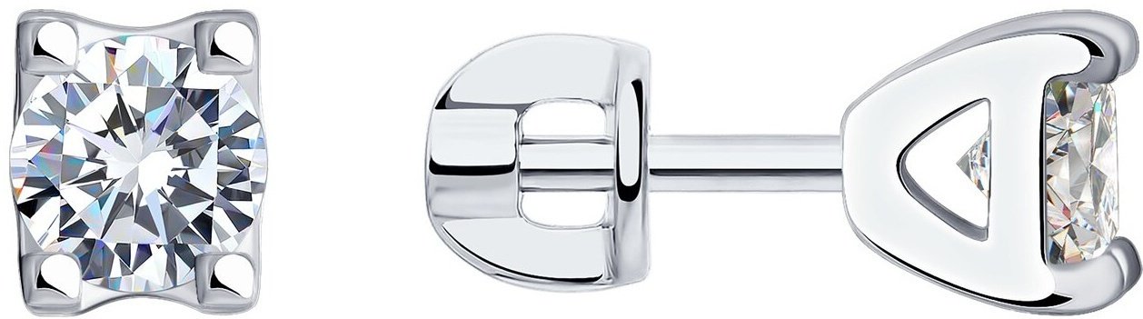 Пусеты SOKOLOV 94021473 вес 2.16 г серебро, фианит купить,NaN