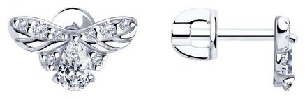 Пусеты Diamant 94-122-01314-1 вес 1.74 г серебро, фианит купить,NaN