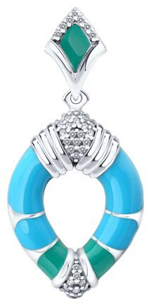 Подвеска Diamant А94-130-00040-1С вес 4.19 г серебро, эмаль, фианит купить,NaN