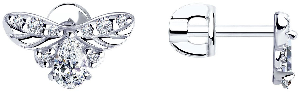 Пусеты Diamant 94-122-01314-1 вес 1.8 г серебро, фианит купить,NaN
