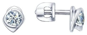Пусеты SOKOLOV 94021692 вес 1.83 г серебро, фианит купить,NaN