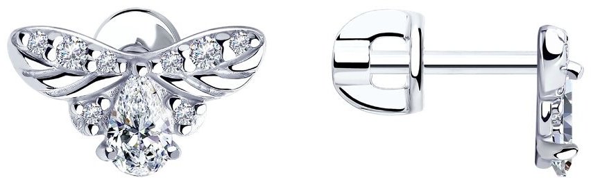 Пусеты Diamant 94-122-01314-1 вес 1.86 г серебро, фианит купить,NaN