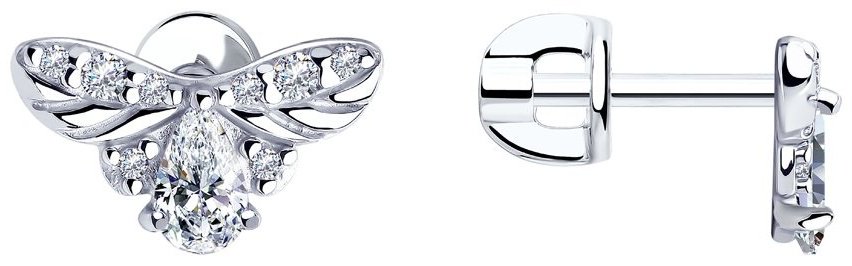 Пусеты Diamant 94-122-01314-1 вес 1.88 г серебро, фианит купить,NaN