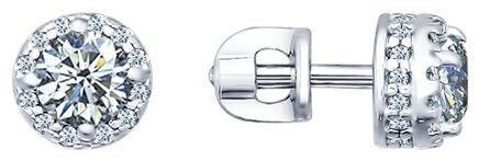 Пусеты SOKOLOV 94021724 вес 2.53 г серебро, фианит купить,NaN