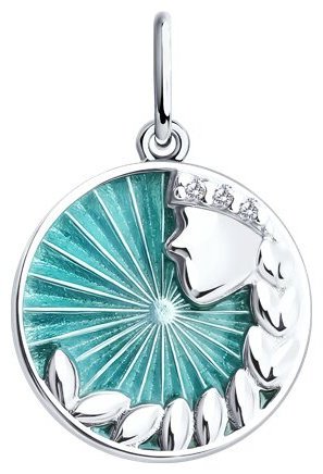 Подвеска Diamant D94-130-02343-1_s вес 1.55 г серебро, фианит, эмаль купить,NaN