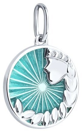 Подвеска Diamant D94-130-02343-1_s вес 1.55 г серебро, фианит, эмаль купить,NaN