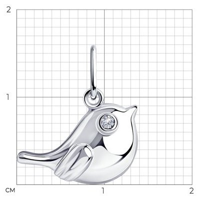 Подвеска Diamant 94-130-01069-1 вес 0.77 г серебро, фианит купить,NaN