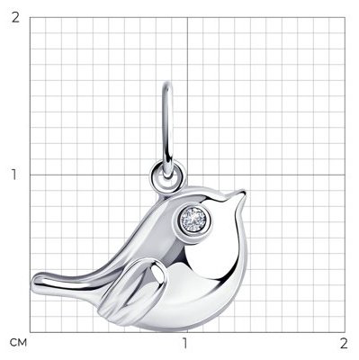 Подвеска Diamant 94-130-01069-1 вес 0.77 г серебро, фианит купить,NaN
