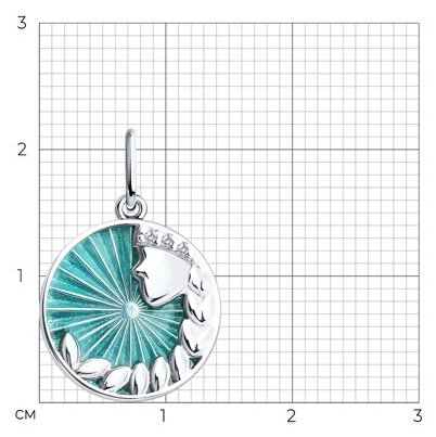 Подвеска Diamant D94-130-02343-1_s вес 1.55 г серебро, фианит, эмаль купить,NaN