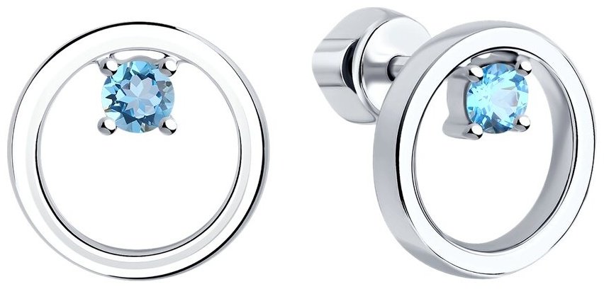 Пусеты SOKOLOV 92023080 вес 2.46 г серебро, топаз купить,NaN