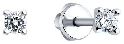 Пусеты SOKOLOV 94025989 вес 1.11 г серебро, фианит купить,NaN