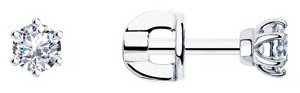 Пусеты Diamant 94-122-01543-1 вес 1.2 г серебро, фианит купить,NaN