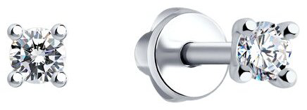 Пусеты SOKOLOV 94025989 вес 1.13 г серебро, фианит купить,NaN