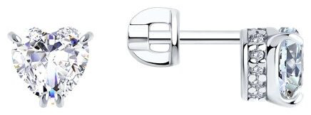 Пусеты SOKOLOV 94021742 вес 2 г серебро, фианит купить,NaN