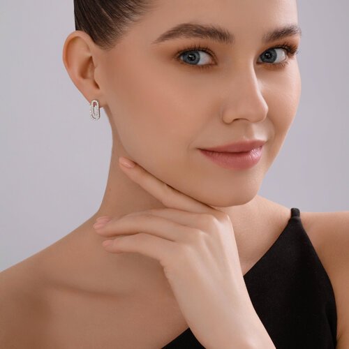 Пусеты SOKOLOV 94026989 вес 2.54 г серебро, фианит купить,NaN