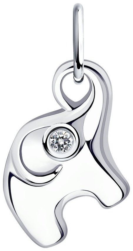 Подвеска Diamant 94-130-01085-1 вес 0.6 г серебро, фианит купить,NaN