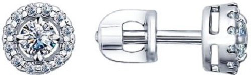 Пусеты SOKOLOV 94021761 вес 1.54 г серебро, фианит купить,NaN