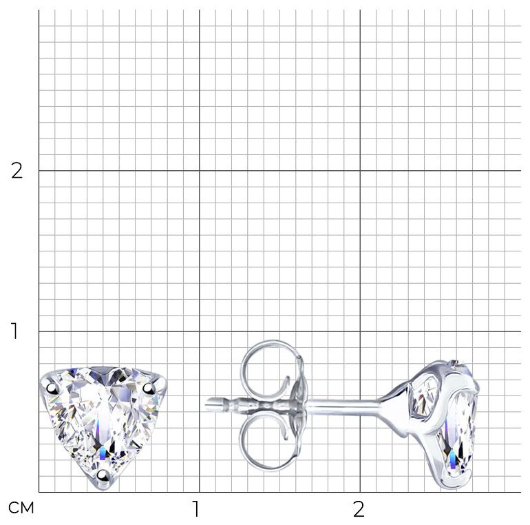 Пусеты Diamant 94-122-01646-1_1,42 вес 1.42 г серебро, фианит купить,NaN