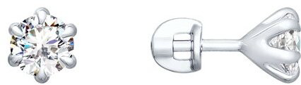 Пусеты Diamant 94-122-01651-1 вес 2.22 г серебро, фианит купить,NaN