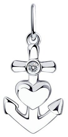 Подвеска Diamant 94-130-01089-1 вес 0.81 г серебро, фианит купить,NaN