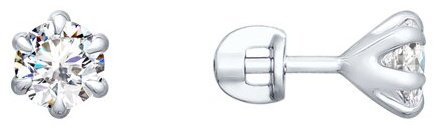 Пусеты Diamant 94-122-01651-1 вес 2.23 г серебро, фианит купить,NaN