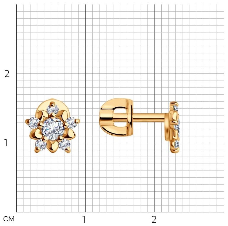Пусеты SOKOLOV 93020040 вес 1.32 г серебро, фианит