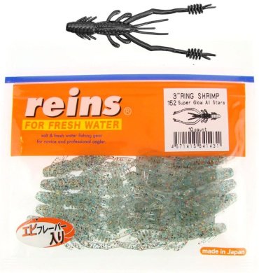 Мягкая приманка Reins Ring Shrimp 3"# 152 Super Glow All Stars 10 шт купить,NaN