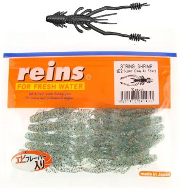 Мягкая приманка Reins Ring Shrimp 3"# 152 Super Glow All Stars 10 шт купить,NaN