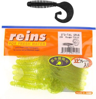Мягкая приманка Reins G-Tail Grub 3"# 289 Hyuga Citrus 12 шт купить,NaN