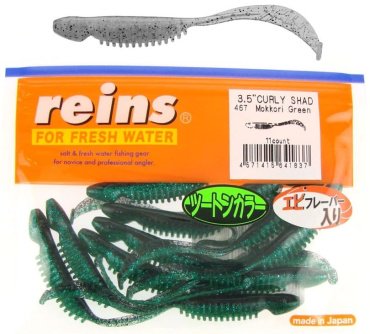 Мягкая приманка Reins Curly Shad 3.5"# 467 Mokkori Green,11шт 11 шт купить,NaN