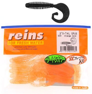 Мягкая приманка Reins G-Tail Grub 3"# B29 Orange Gold 9 шт купить,NaN
