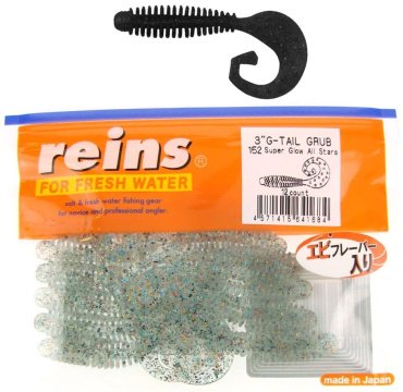 Мягкая приманка Reins G-Tail Grub 3"# 152 Super Glow All Stars 12 шт купить,NaN