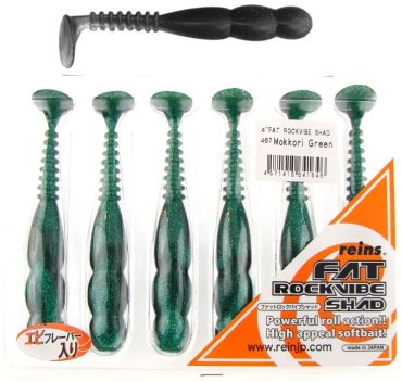 Мягкая приманка Reins Fat Rockvibe Shad 4"# 467 Mokkori Green 6 шт купить,NaN
