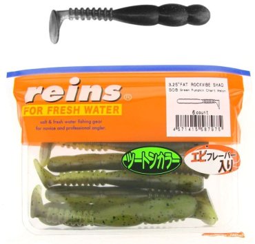 Мягкая приманка Reins Fat Rockvibe Shad 3.25"# B08 Green Pumpkin Chart Melon 6 шт купить,NaN