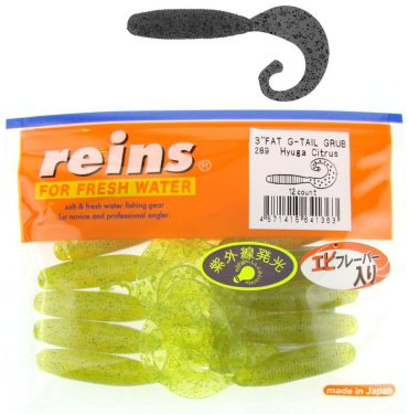 Мягкая приманка Fat G-Tail Grub 3"# 289 Hyuga Citrus 12 шт купить,NaN