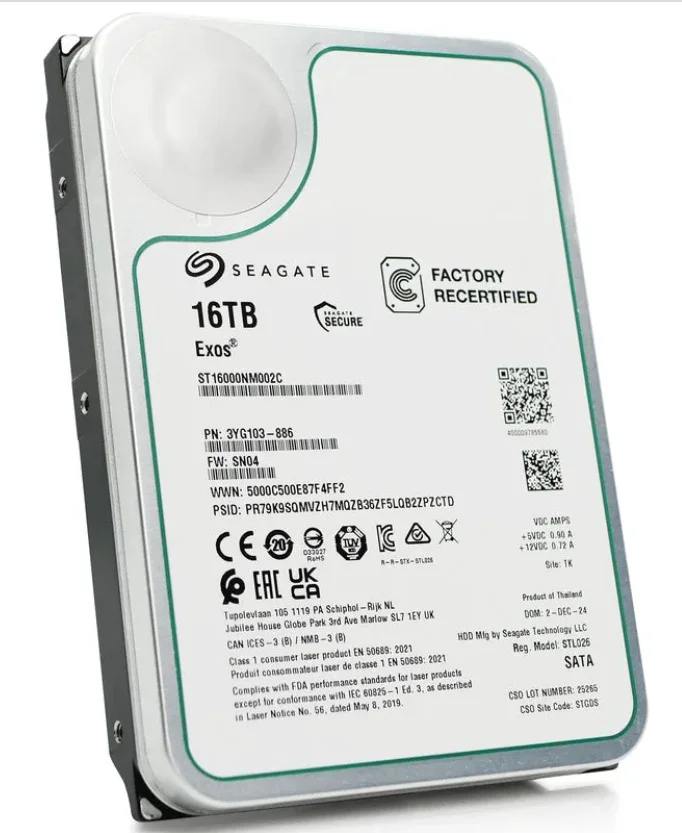 Корпоративный жесткий диск 16Tb Seagate EXOS X16 SATA3 6Gb/s 3.5" 512Mb 7200rpm ST16000NM002C купить,NaN