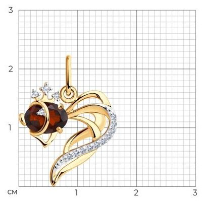 Подвеска SOKOLOV 731291 вес 1.22 г золото, фианит, гранат купить,NaN